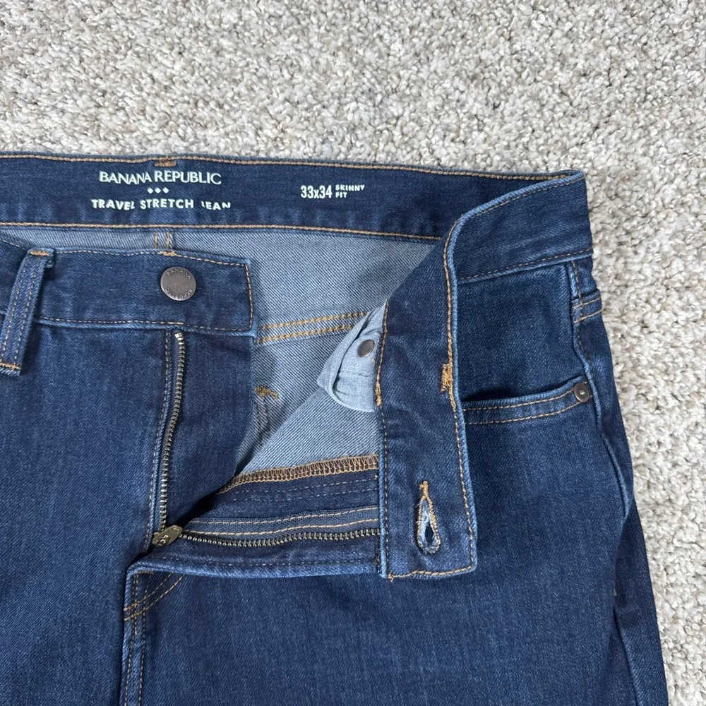 Banana Republic Jeans Mens 33x34 Dark‎ Indigo Skinny Fit Denim Travel Stretch